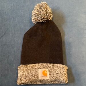 Carhartt Kids Black and Gray Pom Beanie